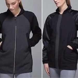 lululemon athletica Two Way reversible Black and Gray Bomber Jacket Size 4